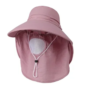 Women Sun Hat Large Brim UV Protection Face Mask Neck Guard Outdoor Breathable Cycling Fishing Hiking Gardening Adjustable Cap
