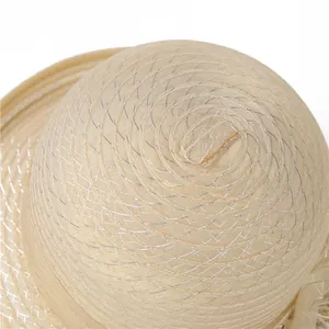 Champagne organza sun hat featuring breathable mesh and sparkling silver metallic thread