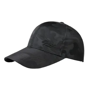 Herren Outdoor Sport Baseballkappe mit schwarzem Tarnmuster und Seitenstickerei