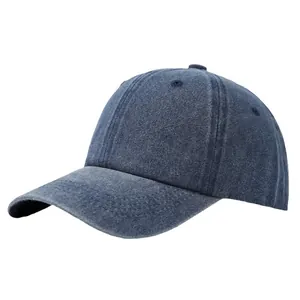Cappellino da baseball in denim blu marino lavato vintage per uomo e donna stile retrò