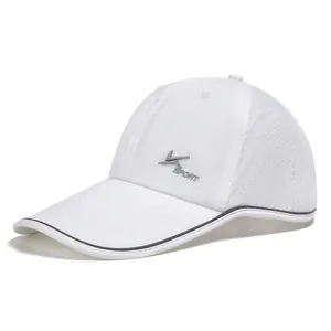 Detail of white sport baseball cap featuring breathable mesh and K SPORT silver embroidery