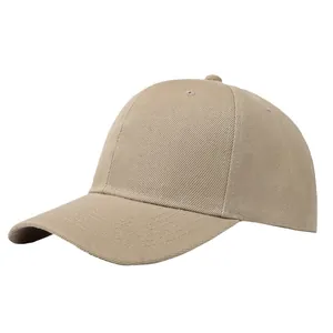 Klassische khakifarbene Twill-Baseballkappe mit gebogenem Schirm und Sechs-Panel-Design