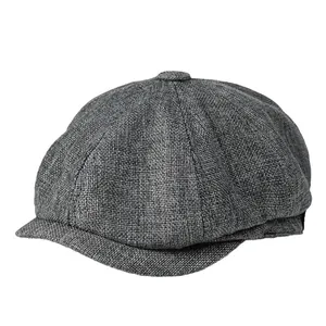 Casquette gavroche grise en lin pour homme avec texture de tissu respirante