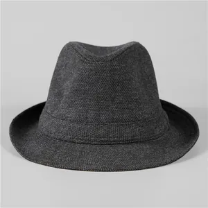 Men's dark grey wool fedora hat with textured weave for winter warmth and classic style