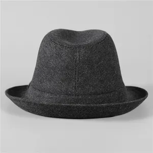 Classic charcoal grey wool fedora hat for men with a refined textured finish for winter