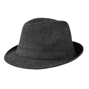 Classic dark grey wool fedora for men featuring a matching ribbon and structured brim