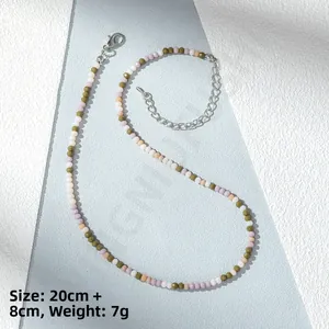 Collana Girocollo Minimalista con Perline di Acrilico per Donna Catena Multicolore Sfaccettata con Chiusura a Moschettone Regolabile