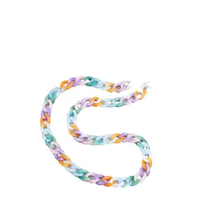 Colorful acrylic mobile phone lanyard with macaron resin interlocking chain links
