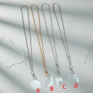 Long metal phone lanyard set with four chain styles including silver and gold finishes