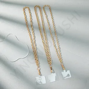 Cool Metal Chain Phone Lanyard Fashion Gold Alloy Crossbody Mobile Phone Strap Anti-lost Hanging Neck Chain For Women