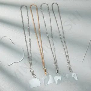 Minimalist Metal Long Phone Chain Lanyard With Universal Transparent Gasket Crossbody Alloy Link Chain Phone Accessories