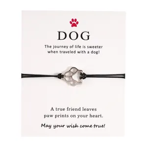 Minimalistische Legierung Hohle Hundepfote Anhänger Geflochtenes Armband Verstellbares Freundschaft Wunscharmband Für Damen Herren Tierliebhaber Schmuck Geschenk
