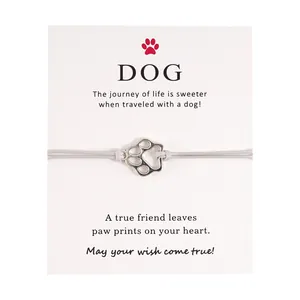 Verstellbares gewebtes Hundepfoten-Armband mit inspirierender Karte für Tierliebhaber