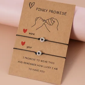 Pinky Promise Hart Lichtgevende Kraal Verstelbaar Gevlochten Touw Armband Koppels Beste Vrienden Sieraden Cadeau