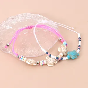 Bohemian turtle beaded bracelets with turquoise tortoise pendants for women