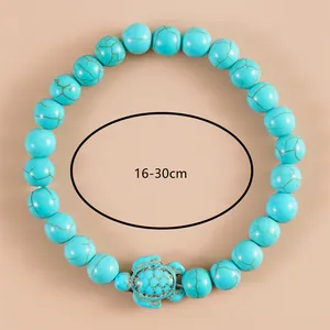 Turkoois kralenarmband met schildpad hanger en verstelbare maat van 16-30cm lengte