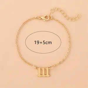 Gold stainless steel bracelet with 111 angel number charm and 19+5cm adjustable chain