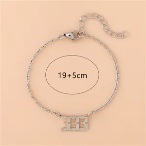 Silver stainless steel gothic 333 angel number bracelet with adjustable chain