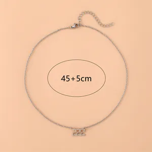 Collier en acier inoxydable argenté avec pendentif chiffre ange 222 longueur 45+5cm