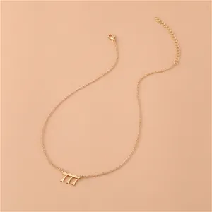 Gold stainless steel angel number 777 necklace with gothic pendant and adjustable chain