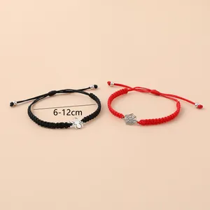 Verstelbare gevlochten armbanden met spin en web bedeltjes van staal, maat 6-12 cm
