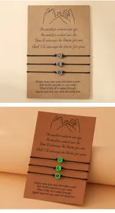Bracelets d'amitié tressés lumineux avec breloques cœur, lune et étoile sur cartes