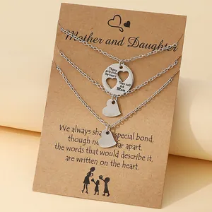 Minimalist Stainless Steel Heart Pendant Necklace Set For Women Personalized Mother's Day Jewelry Mom Daughter Sisters Gift