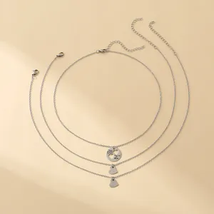 Three-layer stainless steel heart necklace set for Mom with custom engraved pendants