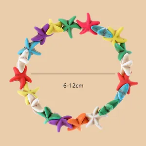 Kleurrijke zeester kralenarmband met flexibele 6-12 cm rekmaat voor oceaanstijl