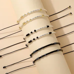 Set de bracelets en perles de verre code Morse avec cordon réglable pour maman