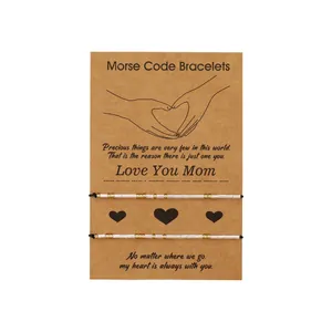 Set de bracelets Code Morse pour la Fête des Mères avec carte 'Love You Mom'