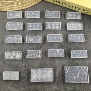 Transparent 3D silicone nail art molds set with rose flower and sea shell patterns