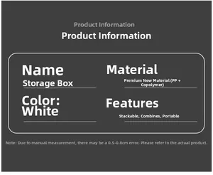 White plastic storage box features for home organization including stackable design