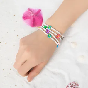 Bunte Blumen-Perlenkette für Brillen am Handgelenk mit Strand-Deko für Sommerurlaub-Stil