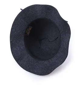 Detail view of the interior 100% pure wool hat lining with sweatband and quality label