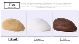 Detailed knit texture of breathable ivy caps in khaki, white, and coffee colors