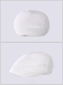 Front and side views of a white breathable mesh ivy cap for sun protection
