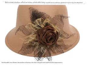 Detail of wool cloche hat featuring built-in sweatband and adjustable drawstring inner strap