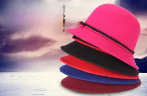 Winter wool felt bucket hats collection with bow detail in five stylish mixed colors