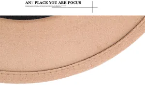 Detail of camel wool felt hat showing fine texture and neat single-needle stitching