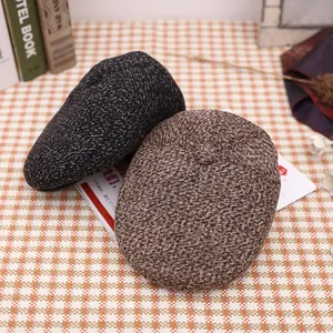 Men's wool blend flat caps in grey and brown for autumn and winter outdoor warmth