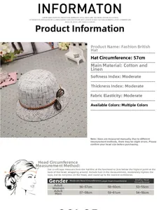 Tabella taglie dettagliata e guida alla misurazione per cappello estivo in lino da 57cm