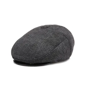 Vintage Visgraat Duckbill Pet Voor Heren Herfst Winter Warm Wollen Newsboy Hat Brits Ivy Cap Outdoor Casual Flat Cap
