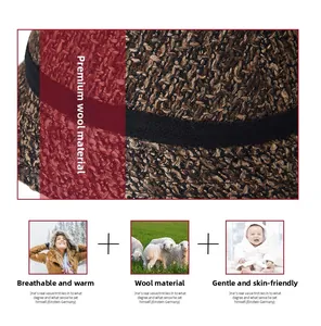 Detail of breathable wool texture and thermal material for women's winter hat
