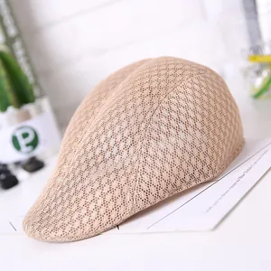 Summer Breathable Mesh Ivy Cap Vintage Acrylic Flat Cap Sunshade Outdoor Casual Newsboy Hat For Men Women