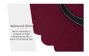 Detail of widened brim on wool felt hat with wavy edge and high-temperature setting