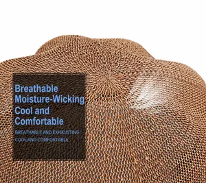 Close-up of the breathable spiral weave texture on a brown straw sun hat for women