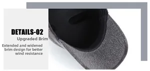Detail of grey wool equestrian hat featuring an upgraded wide windproof visor design
