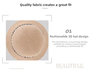 Detail of light brown wool bucket hat with decorative LOVE letter band and six-panel crown