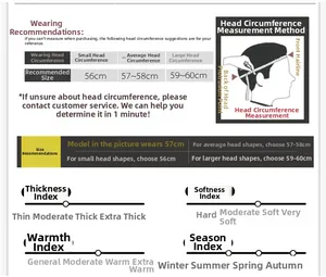 Size guide and head circumference measurement chart for wool blend newsboy flat caps